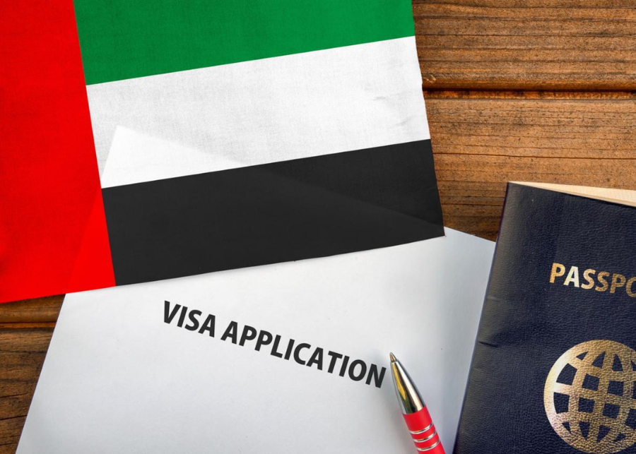 Professional consultant assisting clients with UAE visa application and documentation process